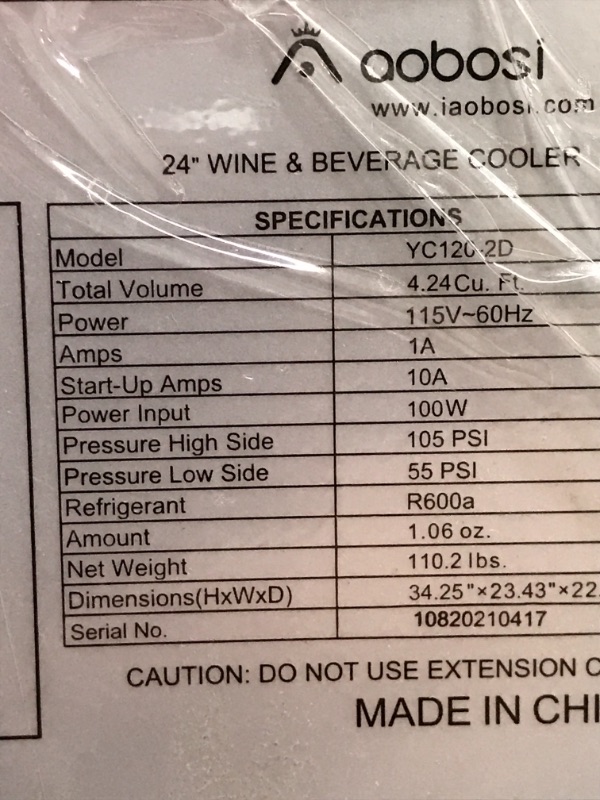 Photo 5 of AAOBOSI 24 Inch Beverage and Wine Cooler Dual Zone 2IN1 Wine Beverage //DAMAGED GLASS // ITEM TURNS ON, BUT DOESNT GET COLD
