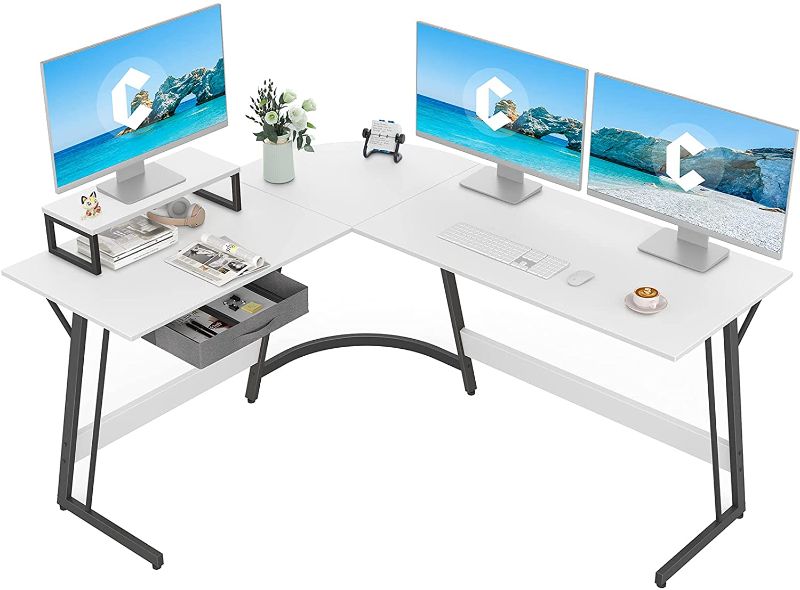 Photo 1 of CubiCubi Modern L-Shaped Desk Computer Corner Desk, 59.1" Home Office Writing Study Workstation with Small Table, Space Saving, Easy to Assemble
