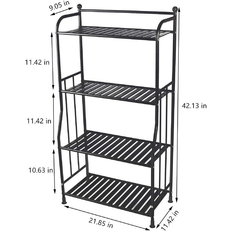 Photo 1 of 4 Tier Metal Standing Shelf Iron Sheet Space Saver, Casulo Heavy Duty Storage Tower Rack, Multifunctional Shelving Unit Organizer Outdoor Flower Stand for Kitchen Bathroom Garage Pantry(Black)
