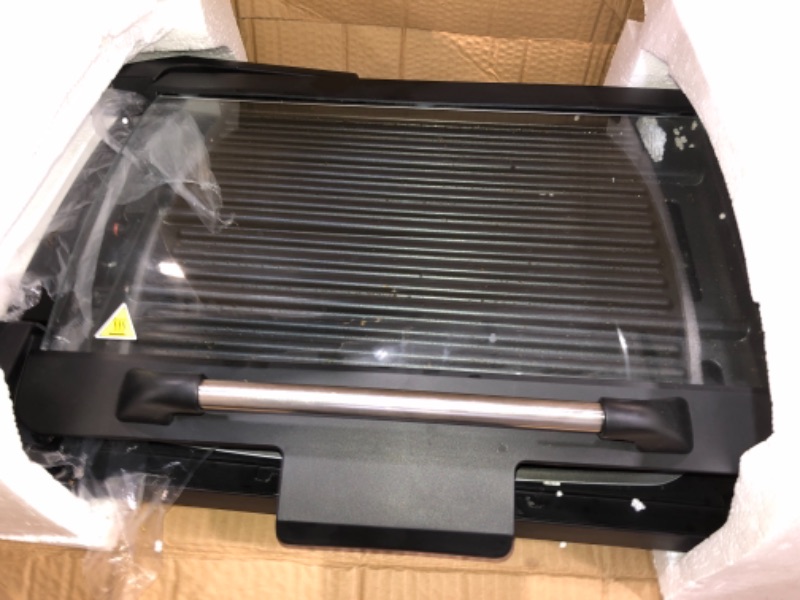 Photo 2 of Secura Smokeless Indoor Grill 1800-Watt Electric Griddle with Reversible 2 in 1 Cast Iron Plate, Glass Lid, Extra Large Drip Tray (Dishwasher Safe)
