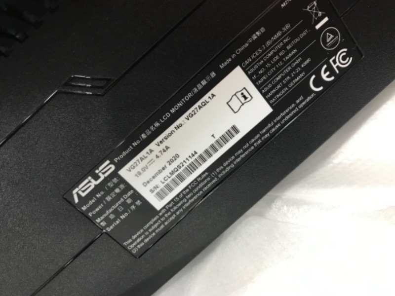 Photo 1 of ASUS TUF VG27AQL1A 27 Inch WQHD WLED 2560 x 1440 1ms MPRT 120Hz 16:9 Eye-Care Technology Adaptive Sync G-Sync Compatible Widescreen Gaming LCD IPS Monitor - Black
