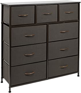 Photo 1 of (MISSING DRAWERS, HARDWARE) 
Sorbus Dresser with 9 Drawers - Furniture Storage Chest Tower Unit for Bedroom, Hallway, Closet, Office Organization - Steel Frame, Wood Top, Easy Pull Fabric Bins (Brown)
