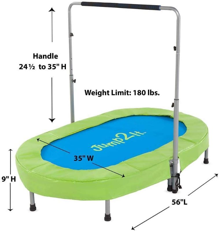 Photo 1 of (PARTS ONLY SALE) 
HearthSong Jump2It indoor trampoline with adjustable handle (24½-35 inches tall), supports up to 180 pounds, 56 inches long x 35 inches wide x 9 inches high.
