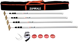 Photo 1 of (missing one pack) 
ZIPWALL SLP4 12 Foot Spring Barrier (Pack of 4) Loaded Poles for Dust Barriers, 4 Pack, Silver