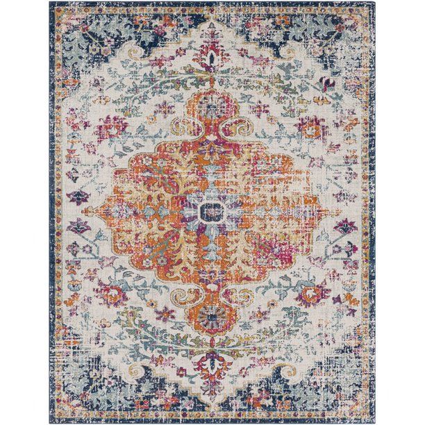 Photo 1 of (dirty/hair visible) 
Harput HAP-1000 7'10" x 10'3" Rug in Aqua/White/Red/Yellow/Orange/Pink
