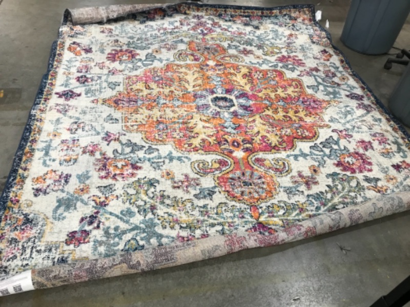 Photo 2 of (dirty/hair visible) 
Harput HAP-1000 7'10" x 10'3" Rug in Aqua/White/Red/Yellow/Orange/Pink
