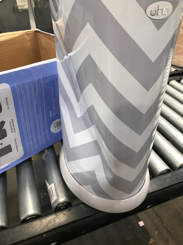 Photo 2 of (MAJOR DENT) 
Ubbi Steel Odor Locking, No Special Bag Required Money Saving, Awards-Winning, Modern Design Registry Must-Have Diaper Pail, Gray Chevron
