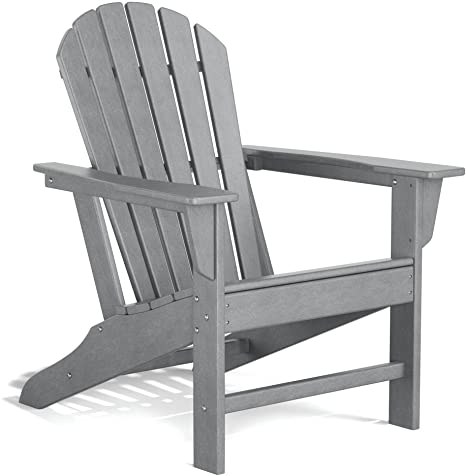 Photo 1 of (package contains 2 right arms-no left armrest) 
HDPE Adirondack Chair, Patio Outdoor Chairs, Plastic Resin Deck Chair, Painted Weather Resistant, for Deck, Garden, Backyard & Lawn Furniture, Fire Pit, Porch Seating by DAILYLIFE (Slate Gray)
