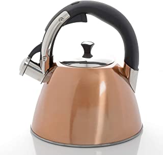 Photo 1 of (SCRATCH DAMAGES) 
Gibson Mr Coffee Belgrove 2.5 Qt Stainless Steel Whistling Tea Square Kettle, Metallic Copper, 2. 5-Quarts, DAA
