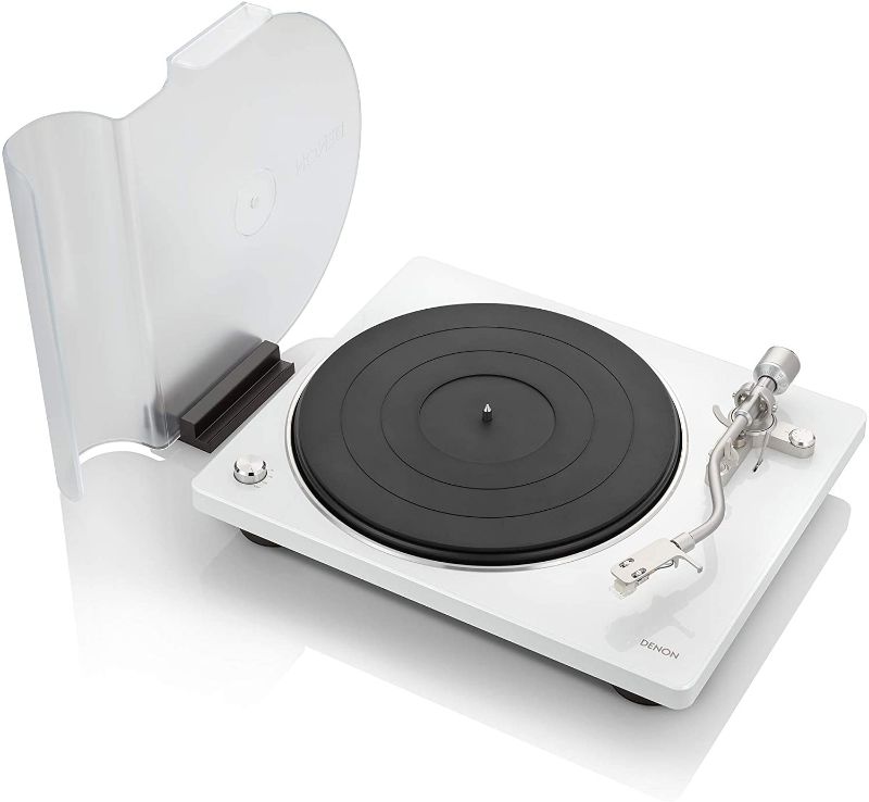 Photo 1 of Denon DP-400 (White) Semi-Automatic Analog Turntable with Speed Auto Sensor | Specially Designed Curved Tonearm | Supports 33 1/3. 45, 78 RPM (Vintage) Speeds | Modern Looks, Superior Audio
