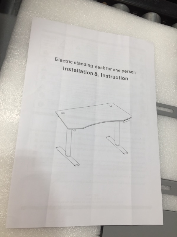 Photo 3 of  Electric Height Adjustable Standing Desk, 55 x 28 Inches One Piece Curved Top Sit Stand Desk, Quick Install, Ultra-Quiet Adjustment Home Office Motorized Desk- PARTS ONLY
**MISSING TABLE TOP, FRAMES ONLY PARTS ONLY**