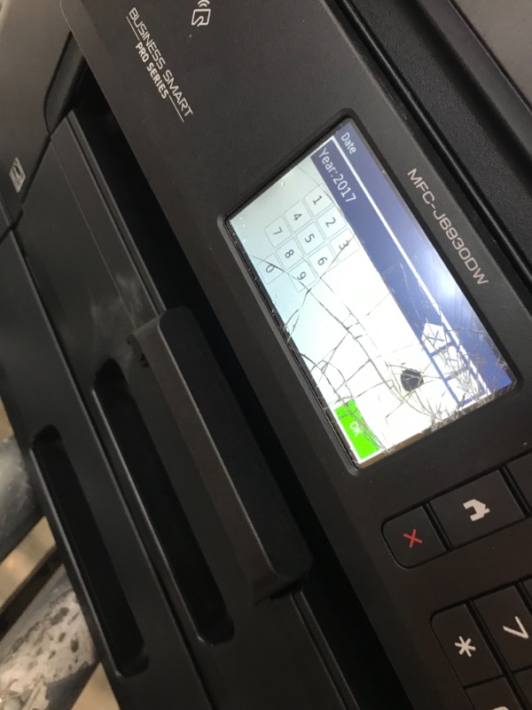 Photo 3 of Brother MFC-J6930DW All-in-One Color Inkjet Printer
**DAMAGED SCREEN, TURNS ON, USED**