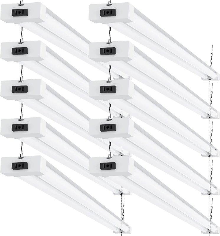 Photo 1 of Sunco Lighting 12 Pack LED Utility Shop Light, 4 FT, Linkable Integrated Fixture, 40W=260W, 5000K Daylight, 4100 LM, Frosted Lens, Surface/Suspension Mount, Pull Chain, Garage - ETL, Energy Star
