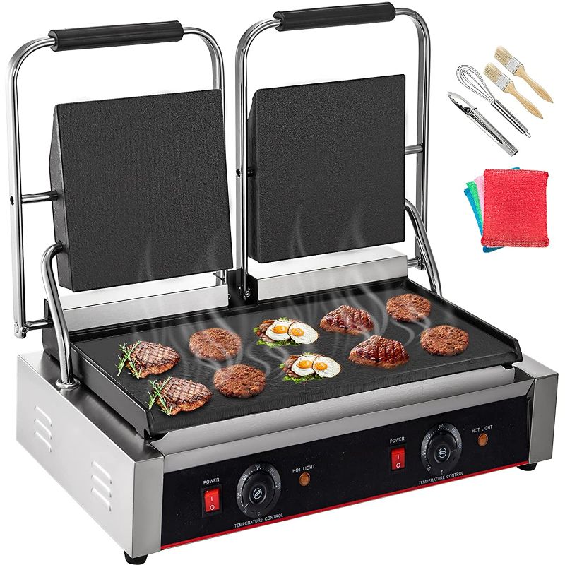 Photo 1 of ***DOESNT STAY ON*** Happybuy 110V Commercial Sandwich Panini Press Grill 3600W Electric Panini Maker Non-Stick Panini Press Griddle Machine Double Flat Plates for Paninis Hamburgers Steaks Bacons
