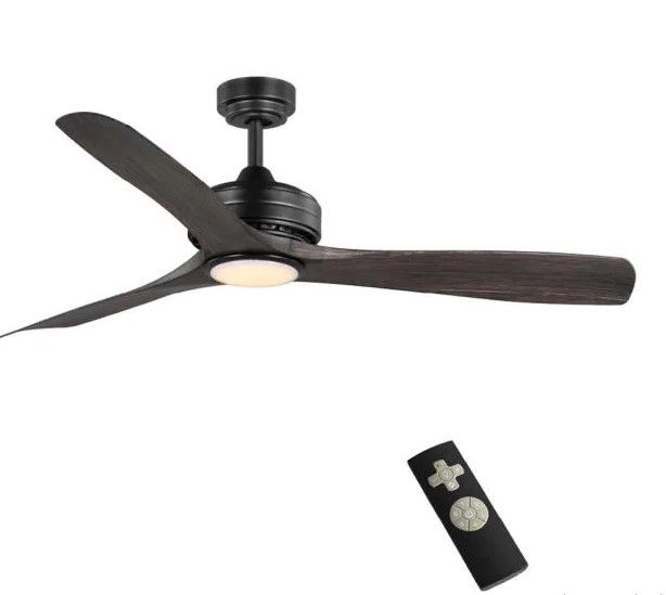 Photo 1 of Home Decorators Collection Bayshire 60 in. LED Indoor/Outdoor Matte Black Ceiling Fan with Remote Control and White Color Changing Light Kit
