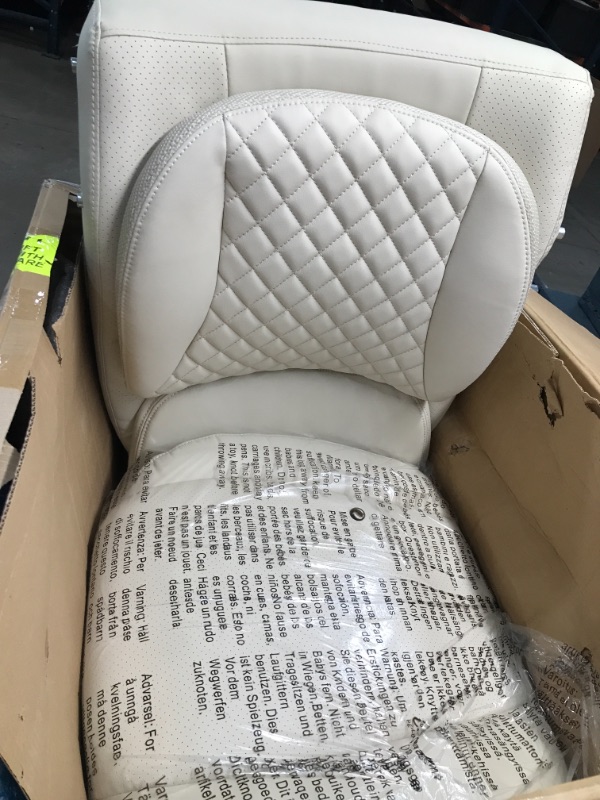 Photo 1 of AmazonCommercial Ergonomic High-Back Executive Chair with Flip-up Armrests and Motive Lumbar Support, Cream Bonded Leather
