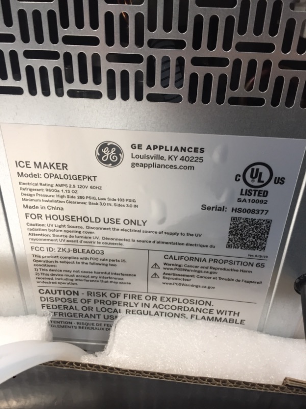 Photo 4 of PARTS ONLY DOES NOT FUNCTION GE Profile Opal | Countertop Nugget Ice Maker with Side Tank | Portable Ice Machine with Bluetooth Connectivity | Smart Home Kitchen Essentials | Stainless Steel Finish | Up to 24 lbs. of Ice Per Day
