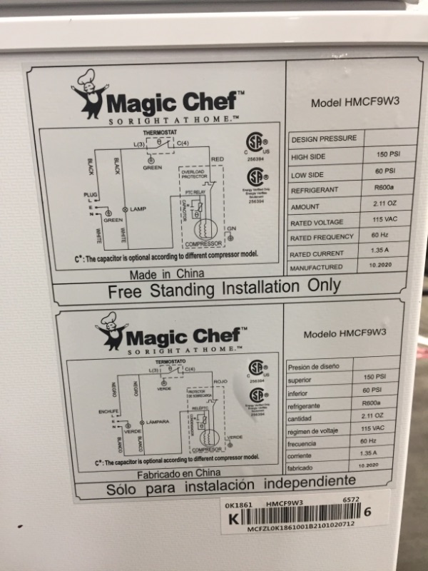 Photo 1 of MAGIC CHEF 8.7 cu. ft. Manual Defrost Chest Freezer in White

//TESTED AND FUNCTIONAL 
