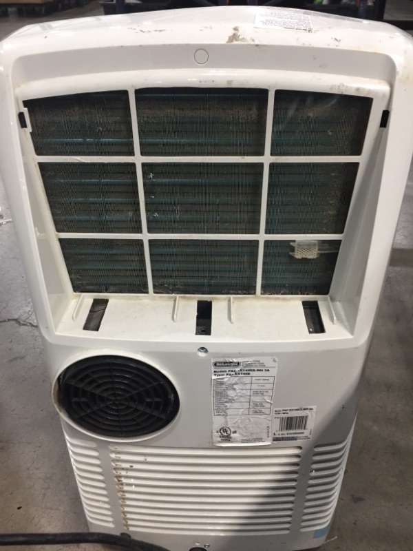 Photo 5 of De'Longhi Pinguino 6,700 BTU (11,500 BTU ASHRAE) 115-Volt Portable Air Conditioner with Remote, White, Factory Reconditioned

//TESTED AND FUNCTIONAL, MAJOR COSMETIC DAMAGE 
