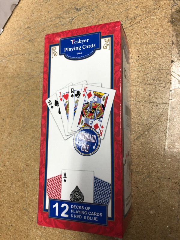 Photo 2 of  Teskyer Standard Playing Cards, 12 Decks (6 Red/6 Blue) Regular Prin