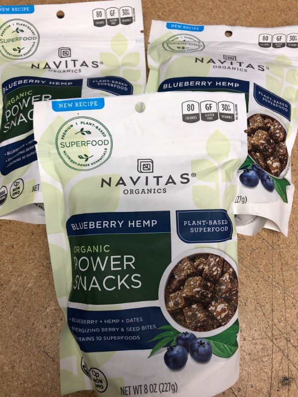 Photo 2 of ***3 PACK***EXP 07/22*** Navitas Organics Blueberry Hemp Superfood Power Snack, 8 oz. Bag, 11 Servings