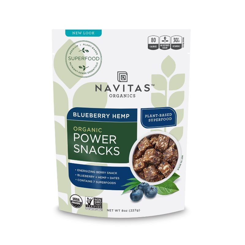 Photo 1 of ***3 PACK***EXP 07/22*** Navitas Organics Blueberry Hemp Superfood Power Snack, 8 oz. Bag, 11 Servings