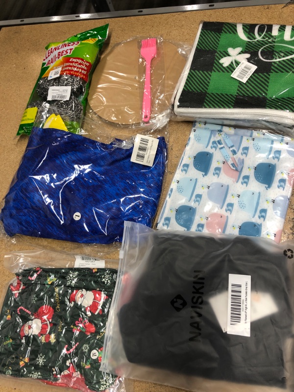 Photo 1 of Bundle of Miscellaneous Clothing and home goods: size: Large Women Naviskin 8 high w. slide pocket grey, kid clothings and more ***7 items***