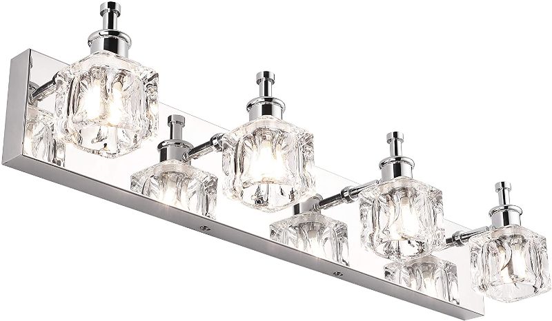 Photo 1 of **3 LIGHTS NOT 4** PRESDE Bathroom Vanity Light Fixtures Over Mirror Modern LED 3 Lights Chrome Crystal Bath Vanity Lighting(Exclude Bulb)
