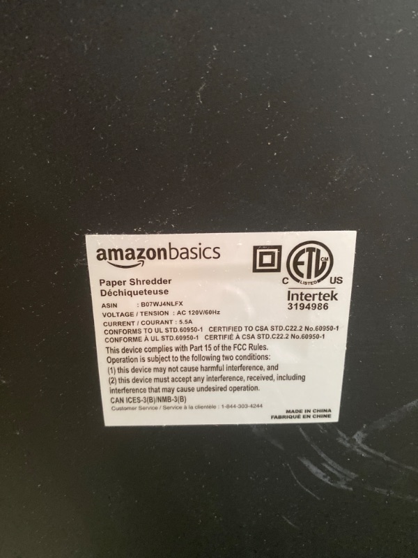 Photo 2 of AmazonBasics 24-Sheet Cross-Cut Paper, CD and Credit Card Home Office Shredder with Pullout Basket