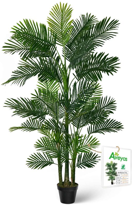 Photo 1 of Aveyas 6ft Artificial Golden Cane Palm Silk Tree in Plastic Nursery Pot, Fake Tropical Plant for Office House Living Room Home Decor ( Indoor / Outdoor )
