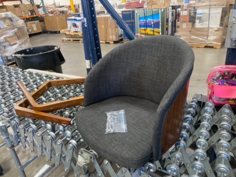 Photo 2 of Armen Living Alpine Dining Chair in Charcoal Fabric and Walnut Wood Finish
AS IS USED, MISSING/LOOSE HARDWARE, HARDWRAE NOT IN ORIGINAL PACKAGING