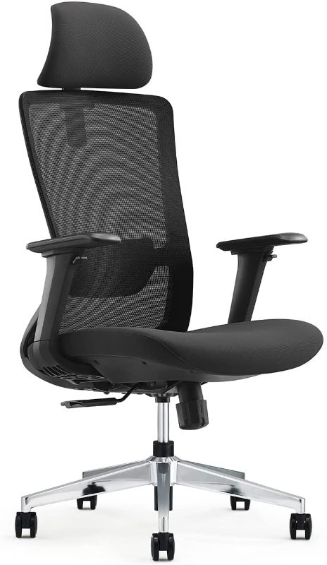 Photo 1 of EGOSI Home Mesh Ergonomic Office Chair with Headrest Executive Computer Desk Chairs Lumbar Support - 4D Armrest, Big Tall Cushion High Back .(Black Mesh)
AS IS USED, MISSING ONE WHEEL (WILL NEED TO REPLACE), HARDWARE NOT IN ORIGINAL PACKAGING, PLEASE SEE 