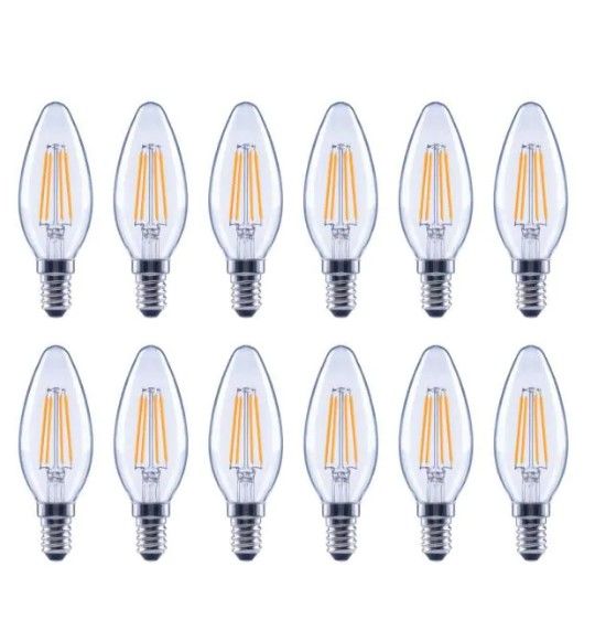 Photo 1 of EcoSmart
40-Watt Equivalent B11 Candle Dimmable ENERGY STAR Clear Glass Filament Vintage LED Light Bulb Soft White (12-Pack)