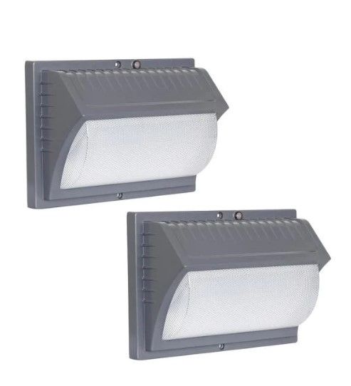 Photo 1 of Honeywell
42-Watt Equivalent Integrated LED Gray Wall Pack Outdoor Security Light, 5000K, 4000 Lumens (2-Pack)
