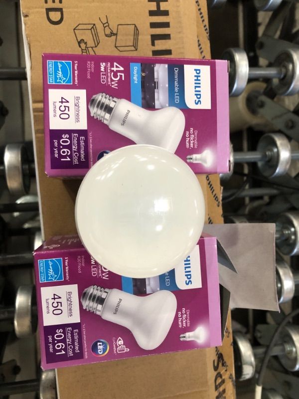 Photo 1 of Phillips 548123 5W E26 R20 Frosted LED Dimmable Light Bulbs&#44; Daylight
2 PACK