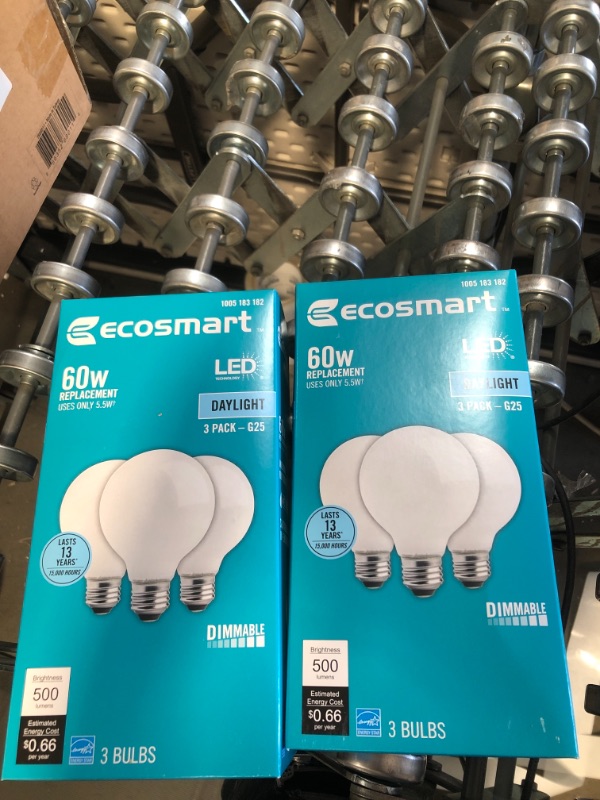 Photo 2 of EcoSmart
60-Watt Equivalent G25 Globe Dimmable ENERGY STAR Frosted Glass Filament LED Vintage Edison Light Bulb Daylight (3-Pack)
2 PACK