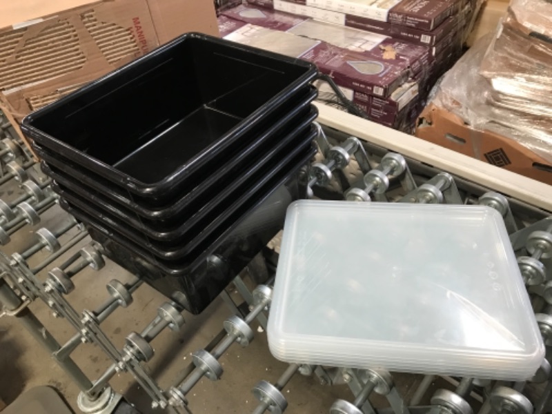 Photo 1 of 5pk Deep Storage Tray with Lid Black - Storex
