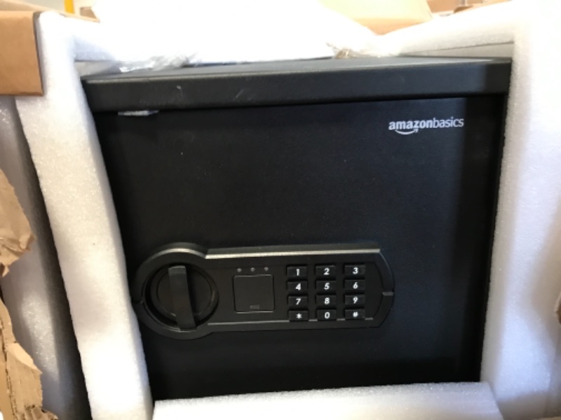 Photo 3 of Amazon Basics Steel Home Security Safe with Programmable Keypad - Secure Documents, Jewelry, Valuables - 1.2 Cubic Feet, 13 x 13 x 14.2 Inches, Black
