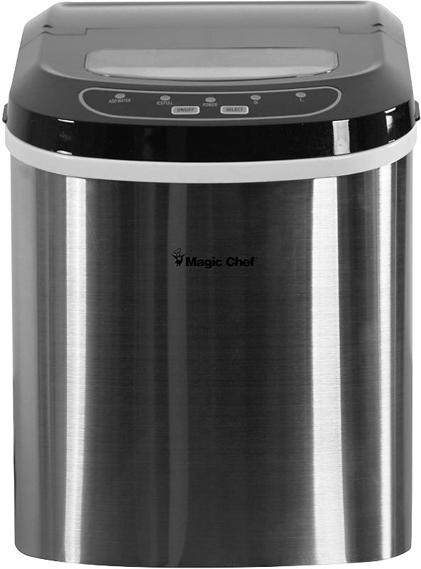 Photo 1 of Magic Chef 27-Lb. Portable Countertop Ice Maker in Silver
