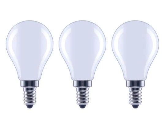 Photo 1 of EcoSmart
(Brand Rating: 4.5/5)
60-Watt Equivalent A15 Dimmable Appliance Fan Frosted Glass Filament LED Vintage Edison Light Bulb Daylight (3-Pack)
+
40-Watt Equivalent G16.5 ENERGY STAR and CEC Title 20 Dimmable Filament LED Light Bulb Bright White (3-Pa