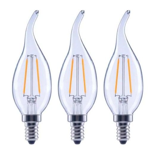 Photo 1 of EcoSmart
25-Watt Equivalent B11 Dimmable Flame Bent Tip Clear Glass Filament LED Vintage Edison Light Bulb Soft White (3-Pack)
