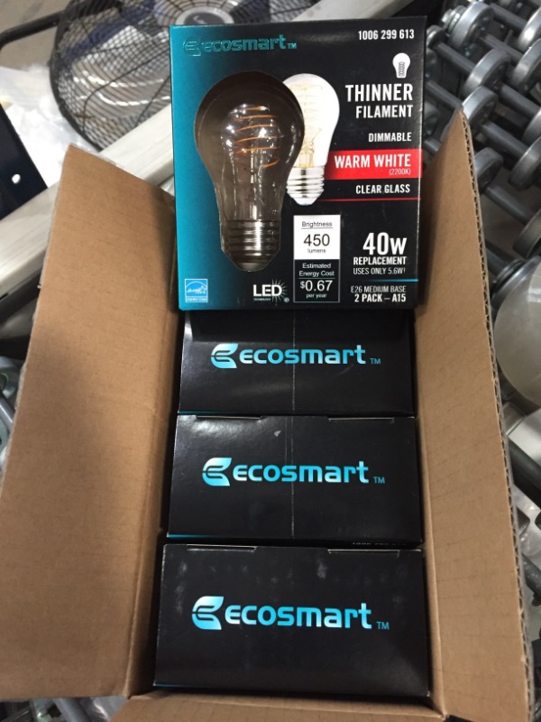 Photo 2 of EcoSmart
40-Watt Equivalent A15 Dimmable Fine Bendy Filament LED Vintage Edison Light Bulb Warm White (2-Pack)
4 PACK
