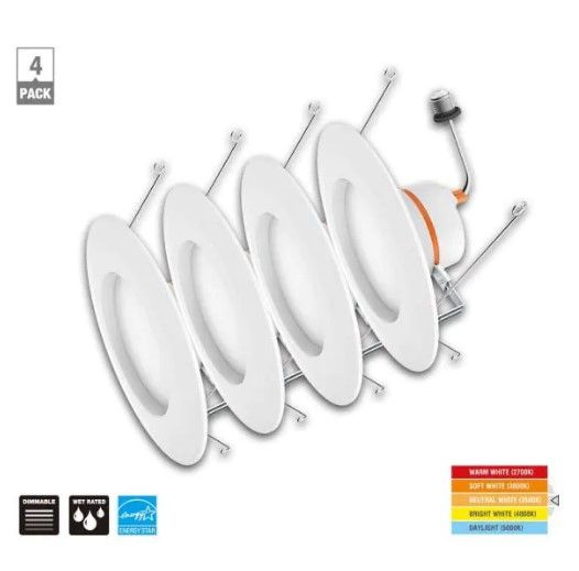 Photo 1 of Commercial Electric
5/6 in. Color Temperature Selectable Integrated LED Recessed Trim (4-Pack)