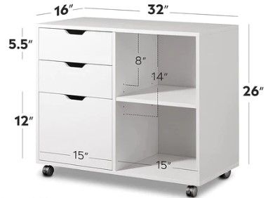 Photo 1 of Black/White 3-Drawer Wood File Cabinet | DEVAISE
