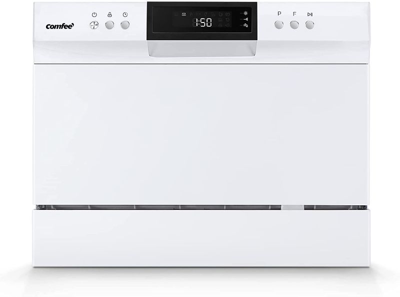 Photo 1 of COMFEE’ Countertop Dishwasher, Portable Dishwasher with 6 Place Settings, Compact Dishwasher with 8 Washing Programs, Speed, Baby-Care, ECO& Glass, Mini Dishwasher for Dorm, RV& Apartment, White
