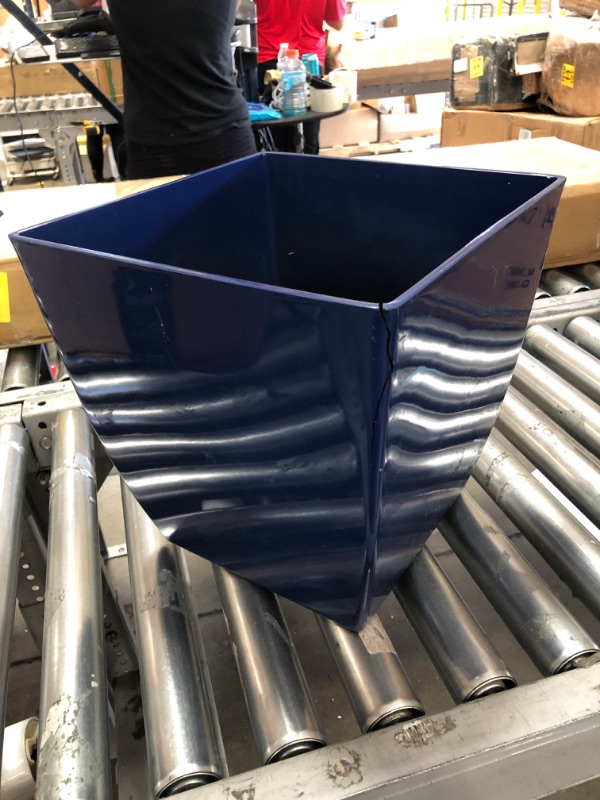 Photo 2 of 12" Aria Square Plastic Planter - the HC Companies 12"x12"x12.07" in Glossy Sapphire Blue Color
