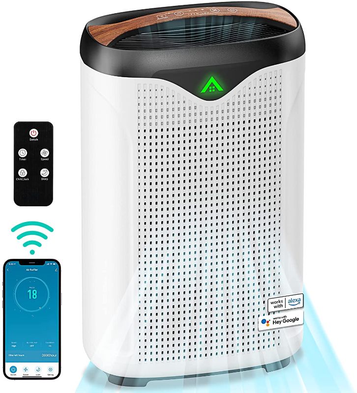 Photo 1 of Smart Air Purifier for Home Large Room, WiFi APP Alexa Control Air Cleaner & Air Quality Monitor, Up to 1076 sq ft for Pets Odor, Smoke, Dust, Pollen, Quiet and Effective
