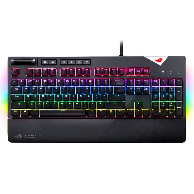 Photo 1 of **PARTS ONLY** ASUS ROG Strix Flare (Cherry MX Red) Aura Sync RGB Mechanical Gaming Keyboard with Switches, Customizable Badge, USB Pass Through and Media Controls
