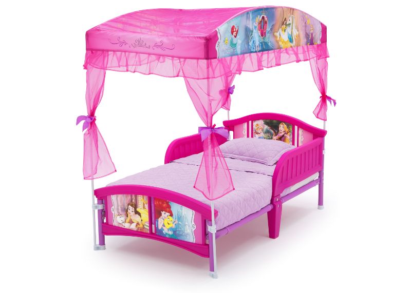 Photo 1 of Delta Children Disney Princess Plastic Toddler Canopy Bed, Pink
