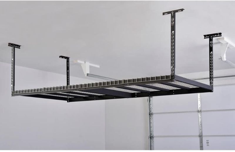 Photo 2 of Adjustable Height Overhead Ceiling Mount Garage Rack in Black (42 in. H x 96 in. W x 32 in. D)
